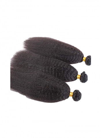 Pack Of 3 Brazilian Kinky Straight Wave Hair Extensions Black 10+12+14inch
