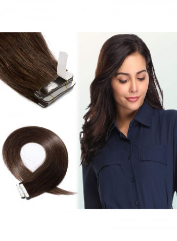 40-Piece Long Straight Human Hair Extension With Double Sided Tape #2 Dark Brown 14inch