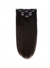 5-Piece Straight Clip In Human Hair Extension Dark Brown #2 20inch