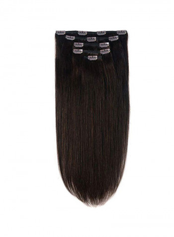 5-Piece Straight Clip In Human Hair Extension Dark Brown #2 20inch
