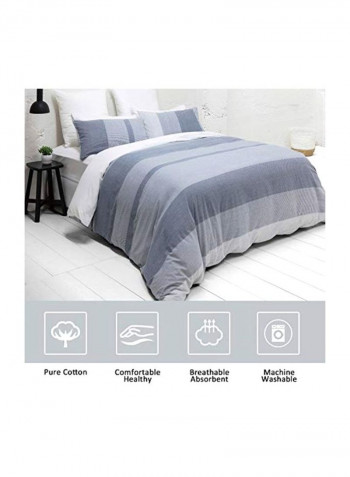 3-Piece Quilt Cover Set Blue/Grey King