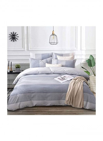 3-Piece Quilt Cover Set Blue/Grey King