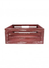 Wooden Storage Crate Red 12.5x12.5x5inch