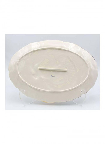 Ceramic Turkey Platter Green/Red/White 17x12.13x1.25inch