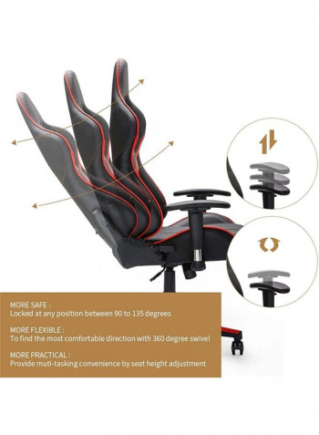 PU Leather Gaming Chair Black/Red 54x90x40centimeter