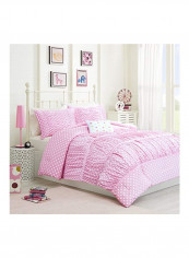 3-Piece Printed Polyester Comforter Set Pink/White