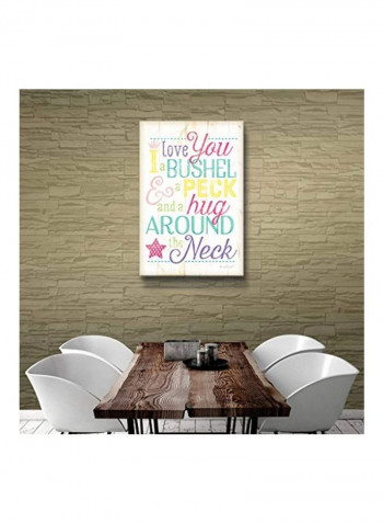I Love You A Bushel And A Peck Girl Canvas Pink/Green/Yellow 12x18x2inch