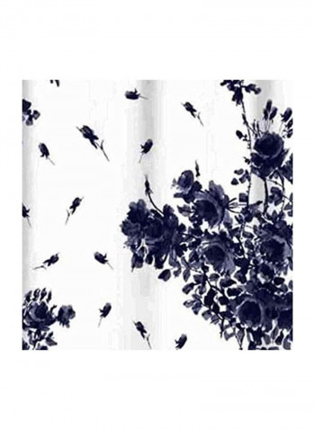 2-Piece Floral Printed Window Curtain Set Navy/White 52x96inch