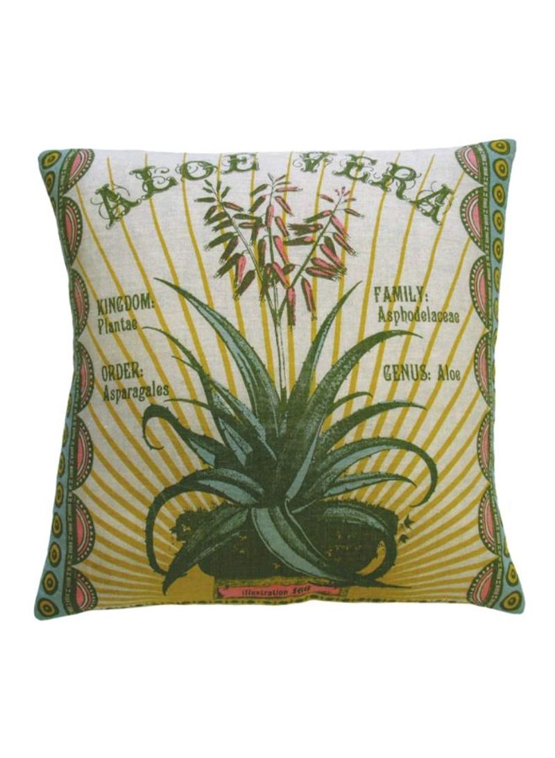 Decorative Aloe Vera Printed Pillow Green/Beige 20x20inch
