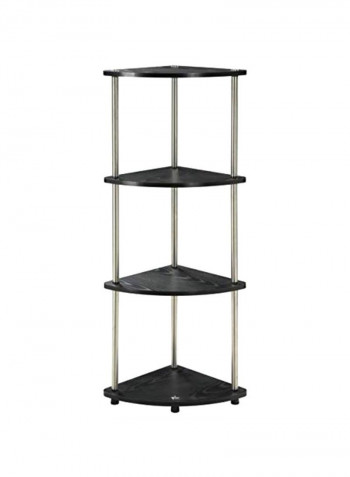 4-Tier Corner Shelf Black/Silver 14x14x48inch