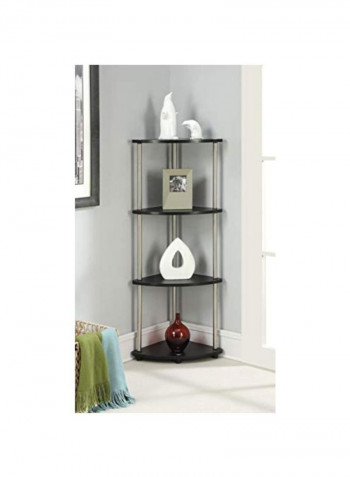 4-Tier Corner Shelf Black/Silver 14x14x48inch
