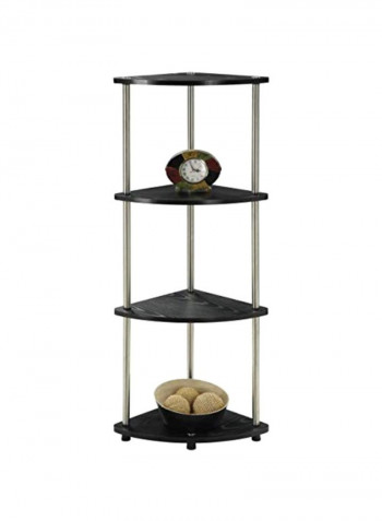 4-Tier Corner Shelf Black/Silver 14x14x48inch