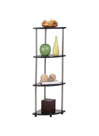 4-Tier Corner Shelf Black/Silver 14x14x48inch