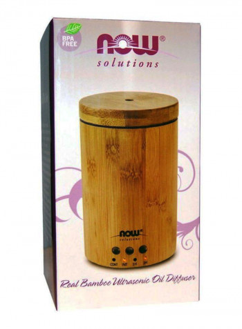 Real Bamboo Ultrasonic Oil Diffuser With Charger Brown/Black 150ml