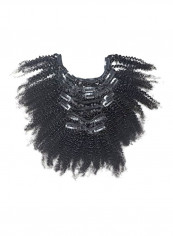 7-Piece Afro Curly Natural Hair Extension Black 12inch