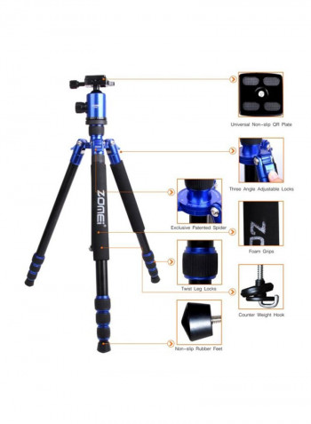 Aluminium Tripod With Ball Head For Digital Camera 46centimeter Blue/Black