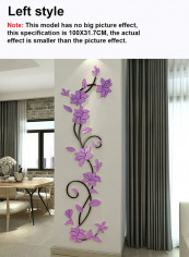 3D Artificial Plant Design Wall Sticker Purple