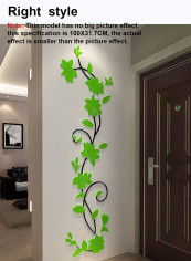 3D Artificial Plant Design Creative Wall Sticker Green/Black