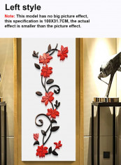3D Artificial Plant Design Wall Sticker Red/Black