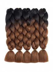 5-Piece Twisted Crochet Braids Black/Brown 24inch
