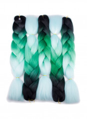 5-Piece Braided Braiding Hair Extension Black/Green/Light Green 24inch