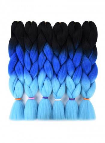 6-Piece Kanekalon Braiding Hair Extension Black/Dark Blue/Light Blue 24inch