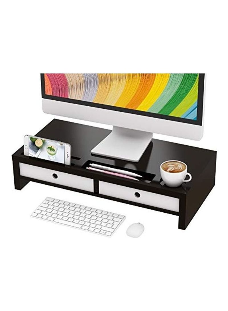 Monitor Stand Riser With Drawer Black/White