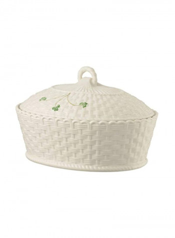 Shamrock Oval Covered Dish White/Green
