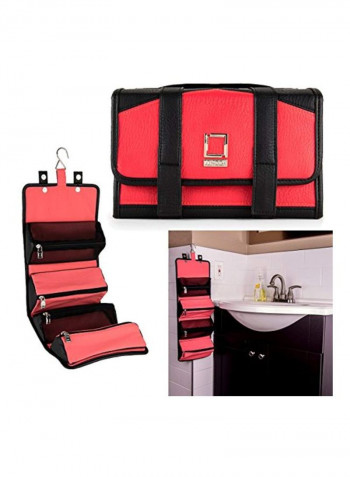 Stowaway Roll Up Cosmetic And Grooming Bag Red/Black