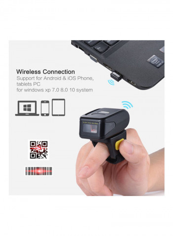MJ-R30 BT Wireless Ring Finger 2D Barcode Scanner Black