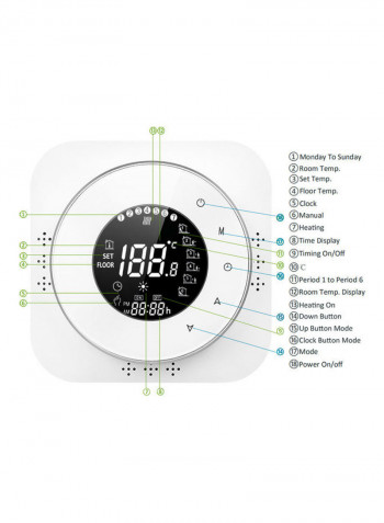 Programmable Thermostat White 10.8x10.8cm
