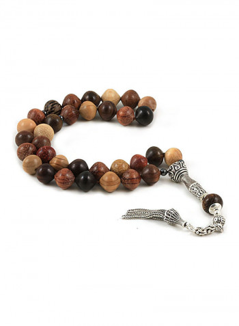 Mixed Wood Prayer Beads With Sterling Silver Components