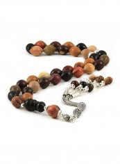 Mixed Wood Prayer Beads With Sterling Silver Components