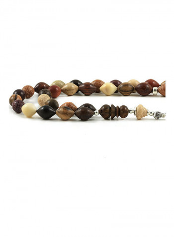 Mixed Wood Prayer Beads With Sterling Silver Components