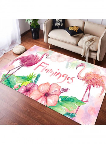 Flamingo Pattern Rectangular Carpet Multicolour 80x180cm
