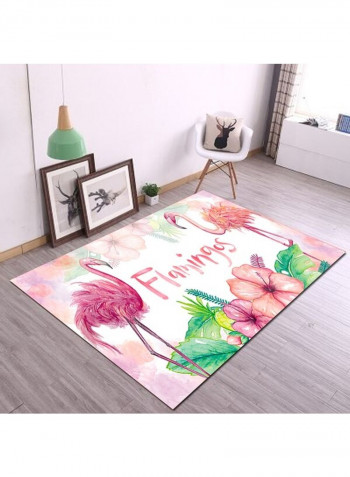Flamingo Pattern Rectangular Carpet Multicolour 80x180cm