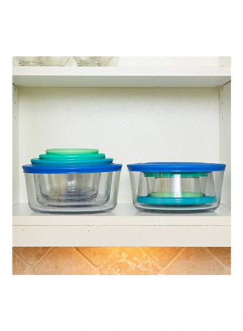 26-Piece Glass Food Storage Container With Lid Set Clear/Green/Blue