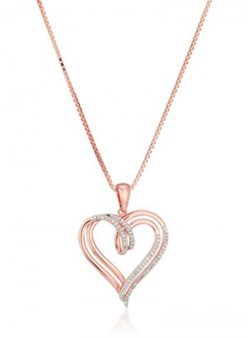 14K Sterling Silver Double Heart Necklace