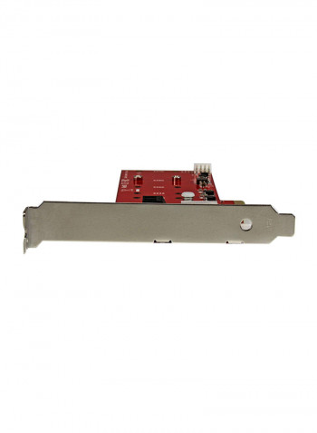 Two Slot PCI Express M.2 RAID Card With Two SATA Ports Red/Silver
