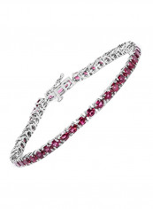 925 Sterling Silver 8.88 Ct Rhodolite Studded Tennis Bracelet