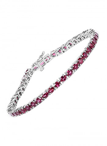 925 Sterling Silver 8.88 Ct Rhodolite Studded Tennis Bracelet