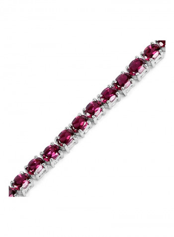 925 Sterling Silver 8.88 Ct Rhodolite Studded Tennis Bracelet