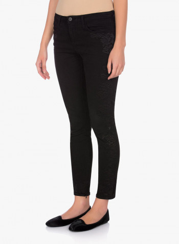 Embroidered Skinny Jeans Black