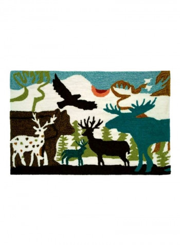 Forest Dwellers Indoor Rug Black/White/Green 22x34x0.5inch