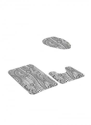 3-Piece Bathroom Creative Printed Mats Black/White Square Mat 75x45,U-Shaped Mat 45x37.5,Toilet Seat 45x35cm