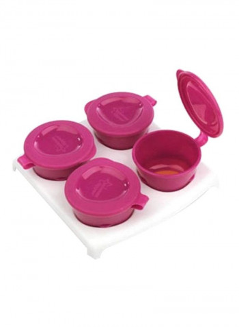 4-Piece Explora Pop Up Freezer Pot With Tray Pink/White