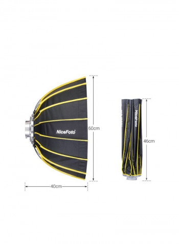 Portable Cloth And Grid Strip Umbrella Design Reflector Hexagonal Softbox 60centimeter Black