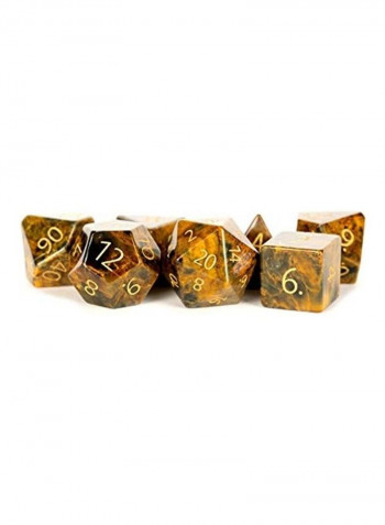 7-Piece Engraved Matrix Tiger's Eye Polyhedral Dice Set