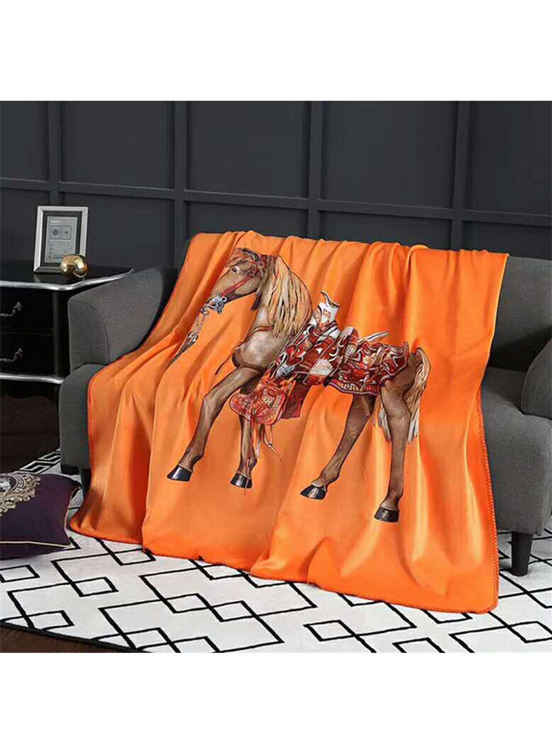 Animal Pattern Print Square Shape Blanket Polyester Yellow 150x150centimeter