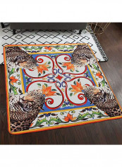 Animal Pattern Print Square Shape Blanket Polyester Yellow 180centimeter